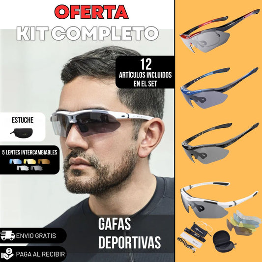 GAFAS DEPORTIVAS PROFESIONALES - 5 Lentes Intercambiables